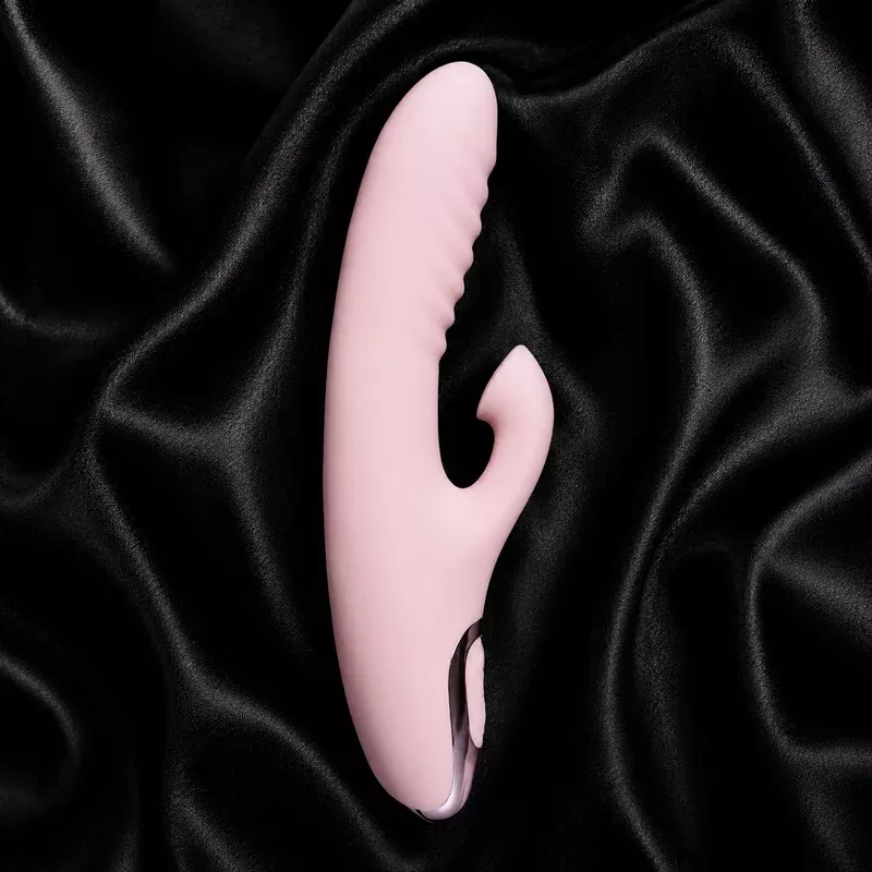 20-Speed Pink Color Silicone Rabbit Vibrator with Clitoral Sucking Stimulator (VIB019)