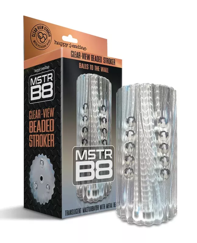 MSTR B8 Balls to the Wall Clear-View Beaded Stroker – Clear