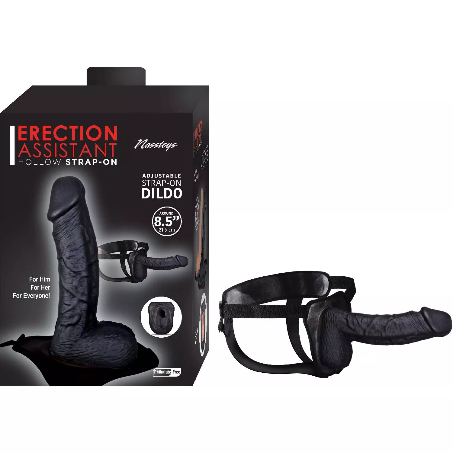 Nasstoys – Erection Assistant 8.5″ Hollow Strap-On (Black)