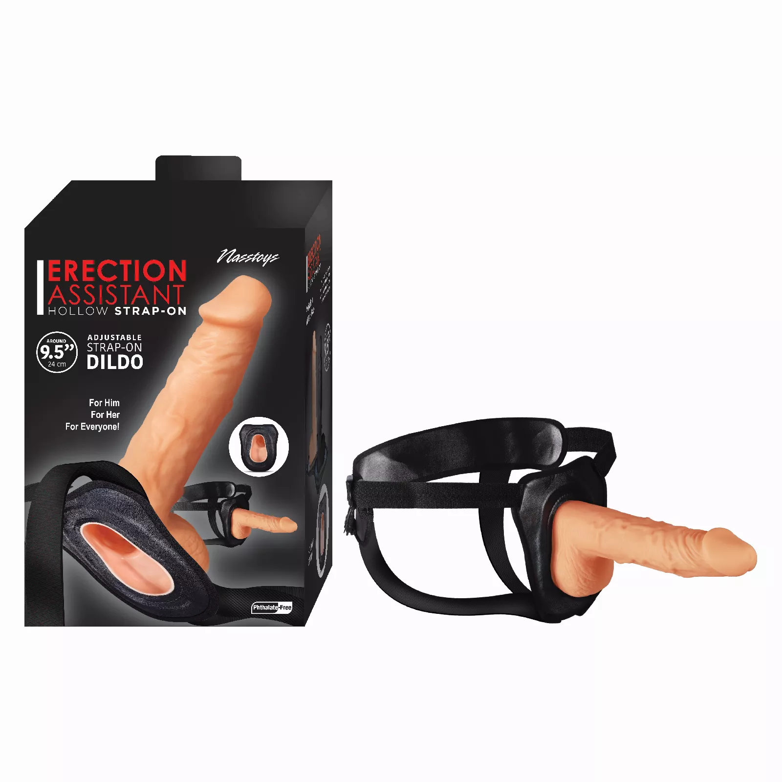 Nasstoys – Erection Assistant 9.5″ Hollow Strap-On (Light Flesh)