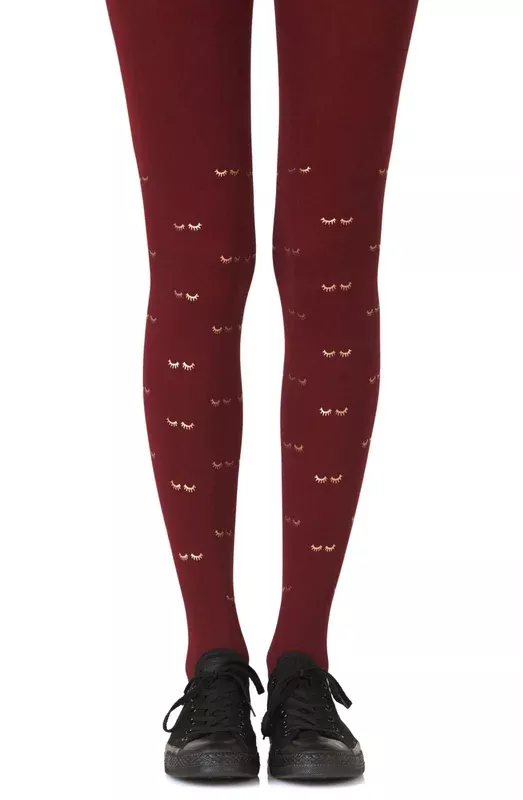 zohara-daydreaming-burgundy-print-tights Zohara “Daydreaming” Burgundy Print Tights