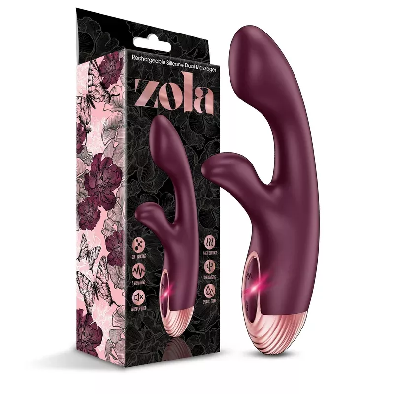 zola-rechargeable-silicone-warming-dual-massager-burgundy Zola Rechargeable Silicone Warming Dual Massager, Burgundy