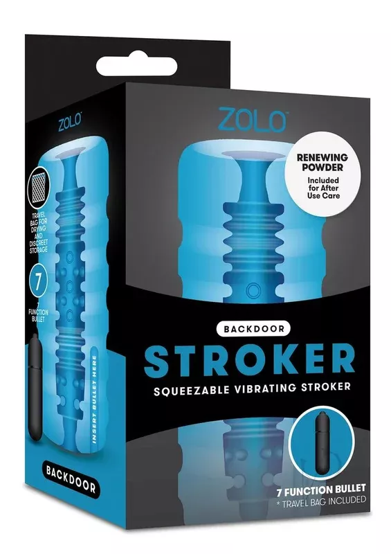 zolo-backdoor-stroker-squeezable-vibrating-masturbator-with-bullet-butt-blue ZOLO Backdoor Stroker Squeezable Vibrating Masturbator with Bullet – Butt – Blue